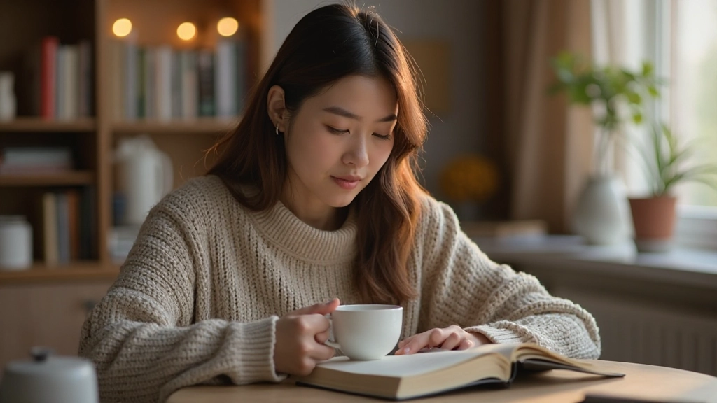 Профессиональное фото молодой женщины, изучающей финансовые материалы в уютной домашней обстановке