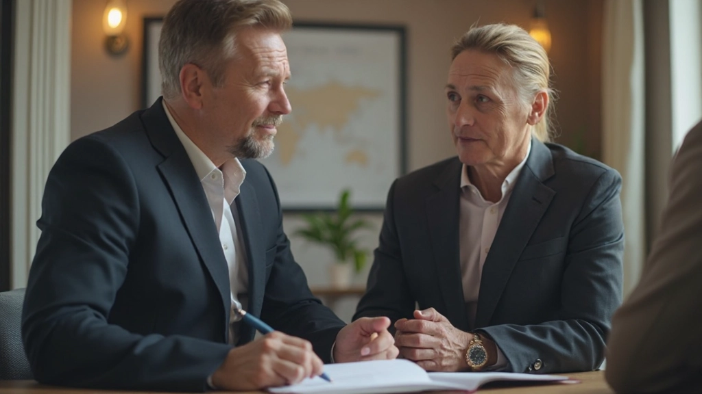 Деловая встреча консультанта и клиента для обсуждения финансовых планов