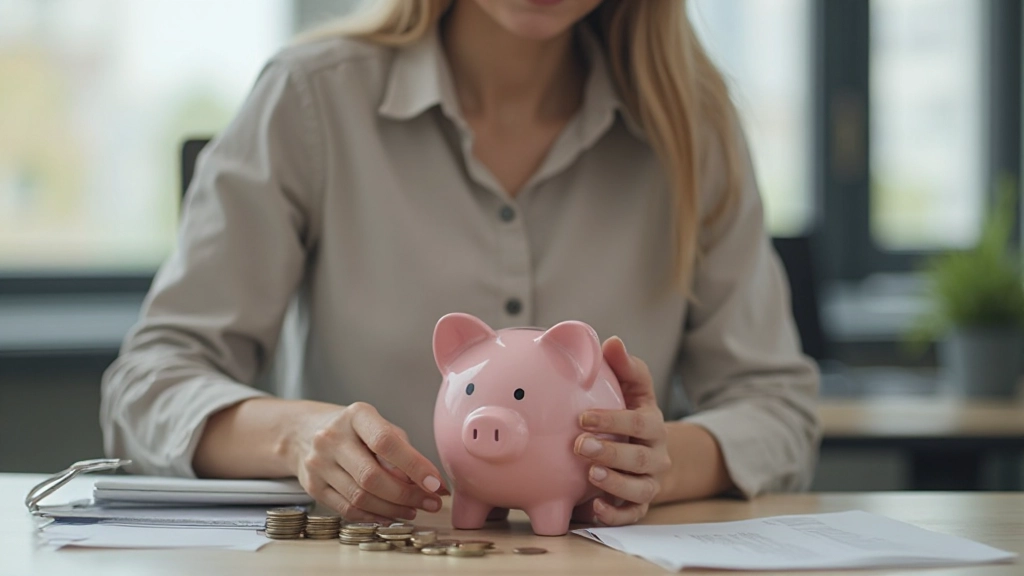 Профессиональное фото человека с копилкой и монетами, демонстрирующее накопление средств